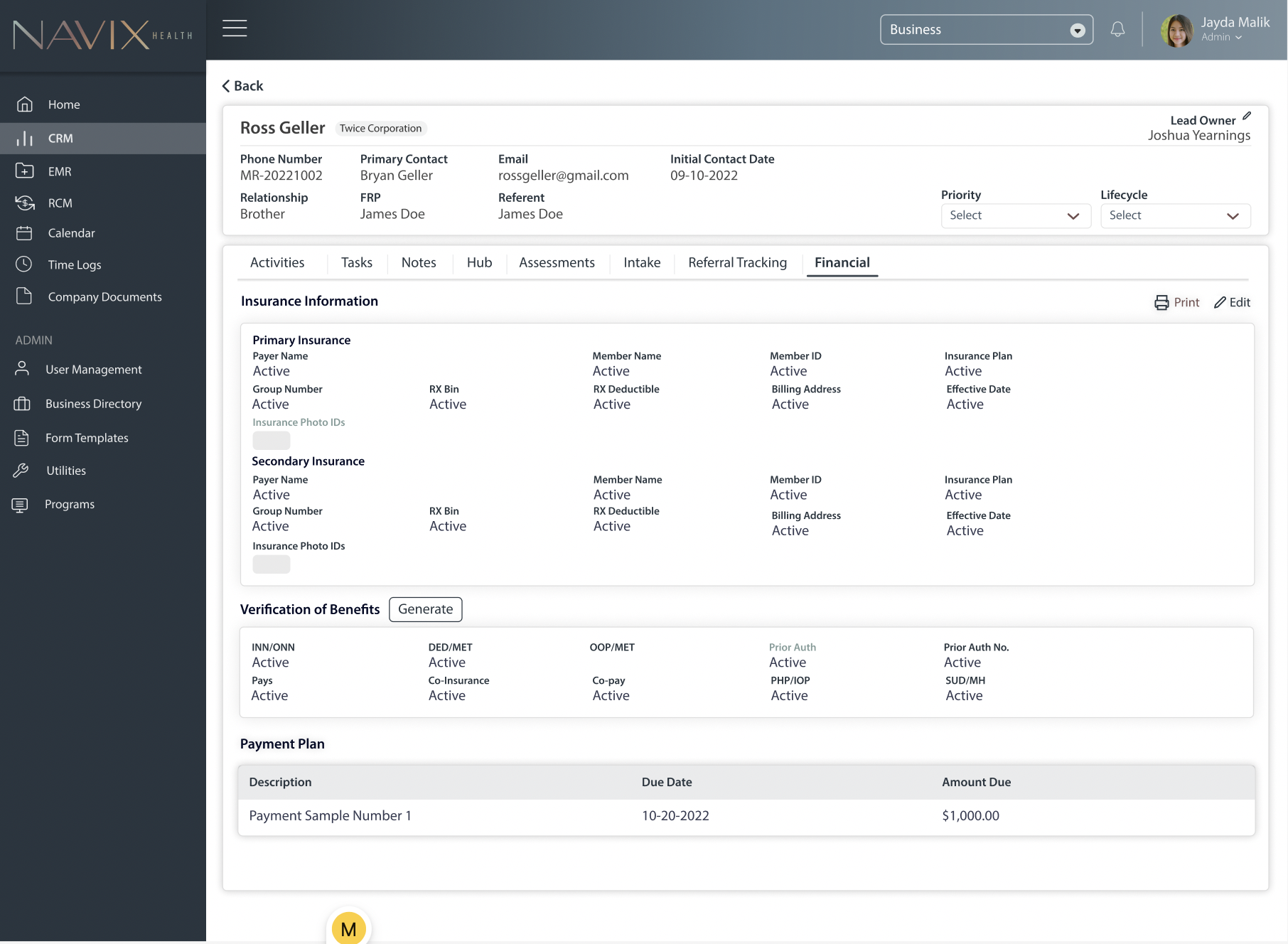 screenshot of Navix Health